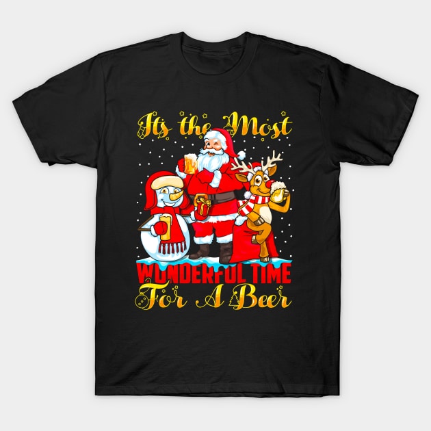 Beer Christmas. Merry Beermas. It's The Most Wonderful Time For a Beer. T-Shirt by KsuAnn